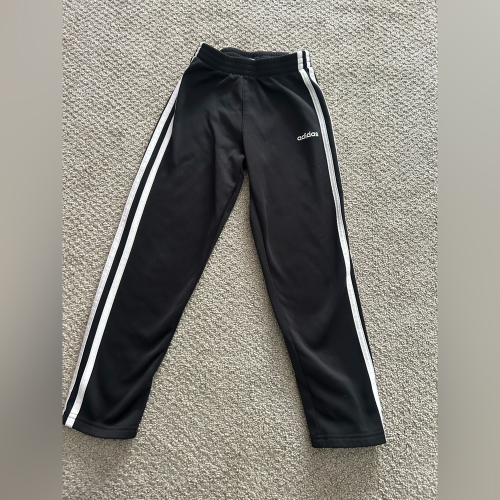 Adidas Kids Black Joggers with White Stripes